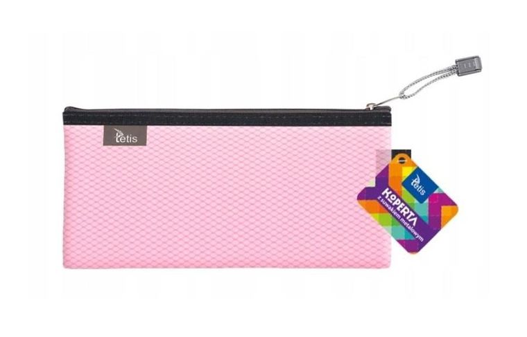 Tetis, koperta DL z suwakiem, metalowym, różowa