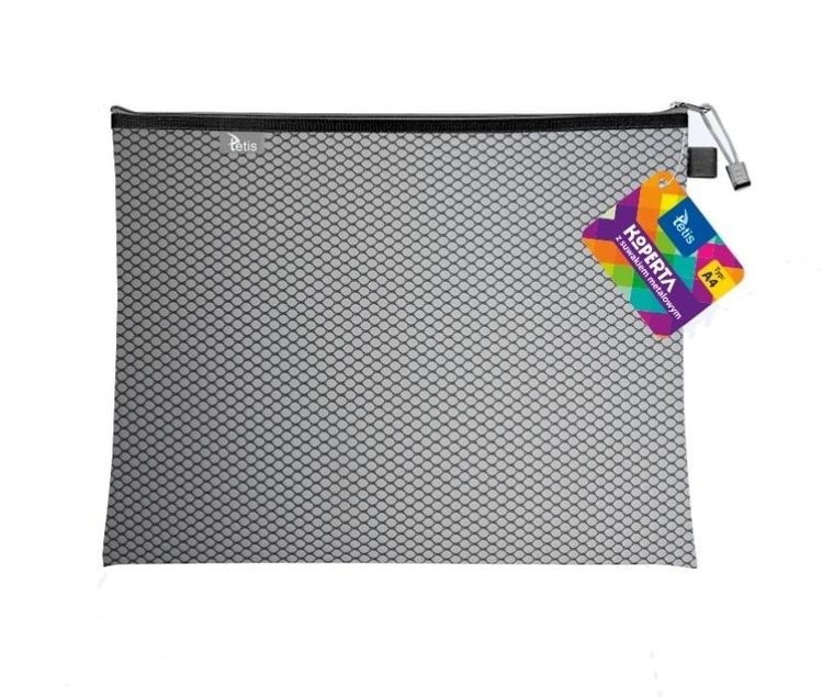 Tetis, koperta z suwakiem metalalowym, A4, czarna, 1 szt.