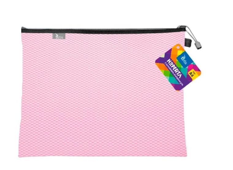 Tetis, koperta z suwakiem metalalowym, A4, różowa, 1 szt.