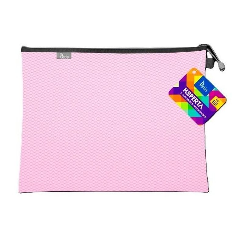 Tetis, koperta z suwakiem metalalowym, B5, różowa, 1 szt.