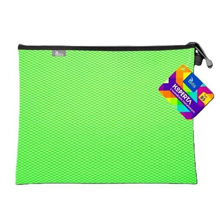 Tetis, koperta z suwakiem metalalowym, B5, zielona, 1 szt.