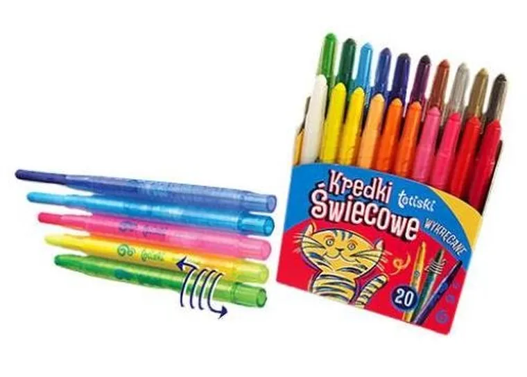 Tetis, kredki, świecowe, wykręcane, 20 kolorów