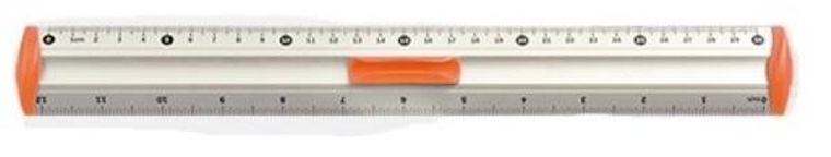 Tetis, linijka, aluminiowa, pomarańczowa, 30 cm