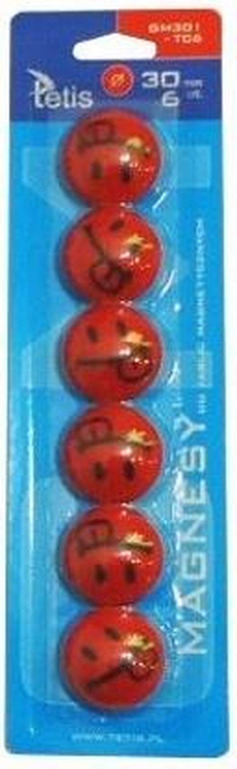 Tetis, magnesy do tablic, czerwone, 6 szt.