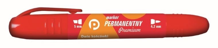 Tetis, marker permanentny, dwustronny, czerwony