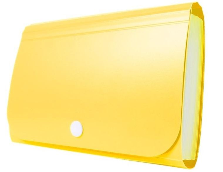 Tetis, mini organizer harmonijkowy PP, na zatrzask, żółty, 1 szt.