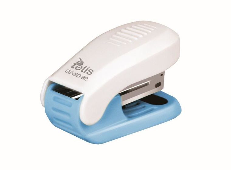 Tetis, mini zszywacz, niebieski, 12 arkuszy