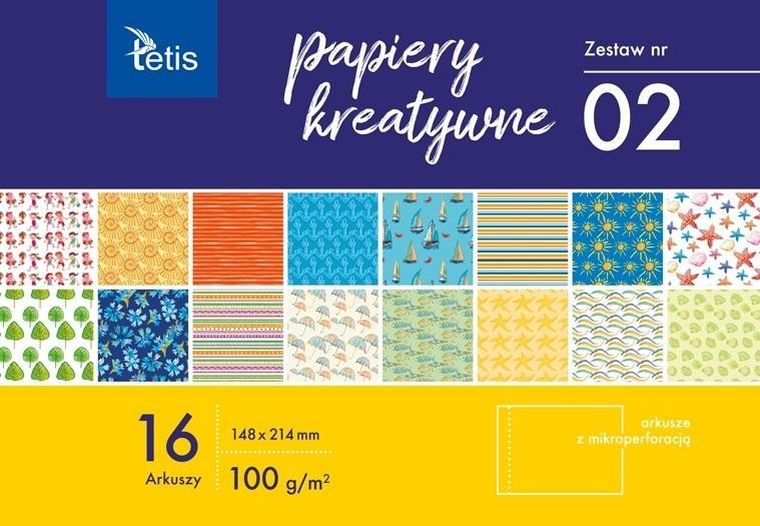 Tetis, papiery kreatywne A5, 16 kartek, zestaw nr. 2