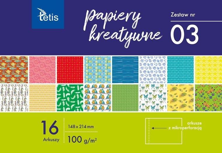 Tetis, papiery kreatywne A5, 16 kartek, zestaw nr. 3