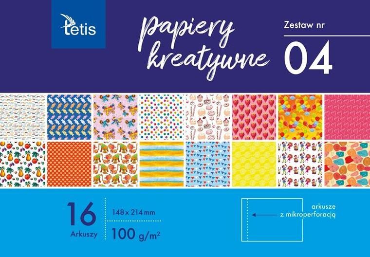 Tetis, papiery kreatywne A5, 16 kartek, zestaw nr. 4