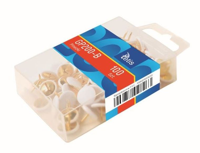 Tetis, pinezki białe, 100 szt.