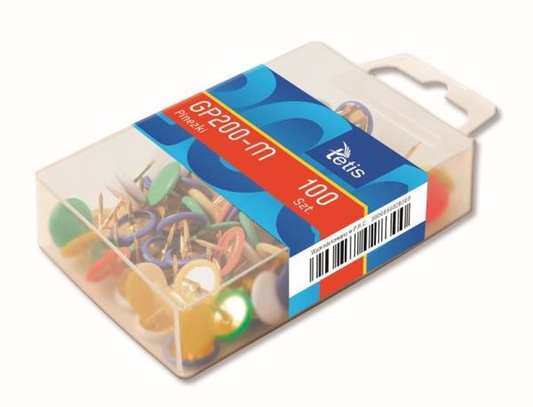 Tetis, pinezki kolorowe, 100 szt.