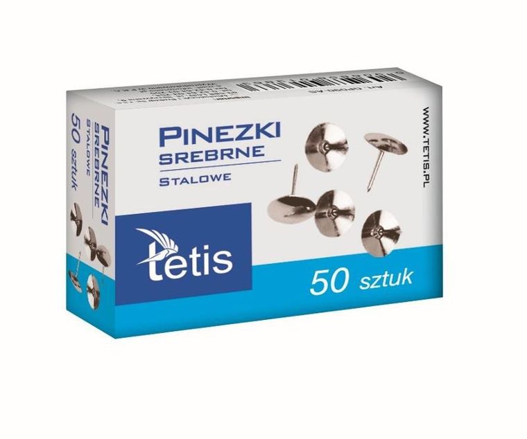 Tetis, pinezki, srebrne, 10-50 szt.