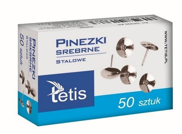 Tetis, pinezki, srebrne, 50 szt.