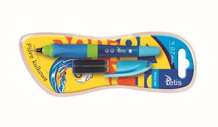 Tetis, pióro kulkowe, z 2 nabojami, niebieskie