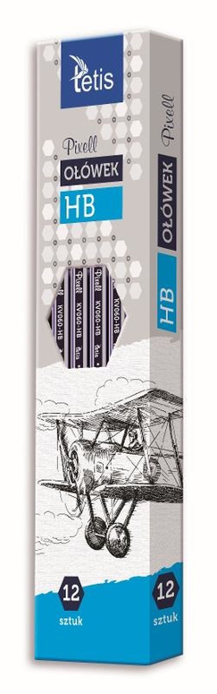 Tetis, Pixell, ołówek heksagonalny HB, 12 szt.