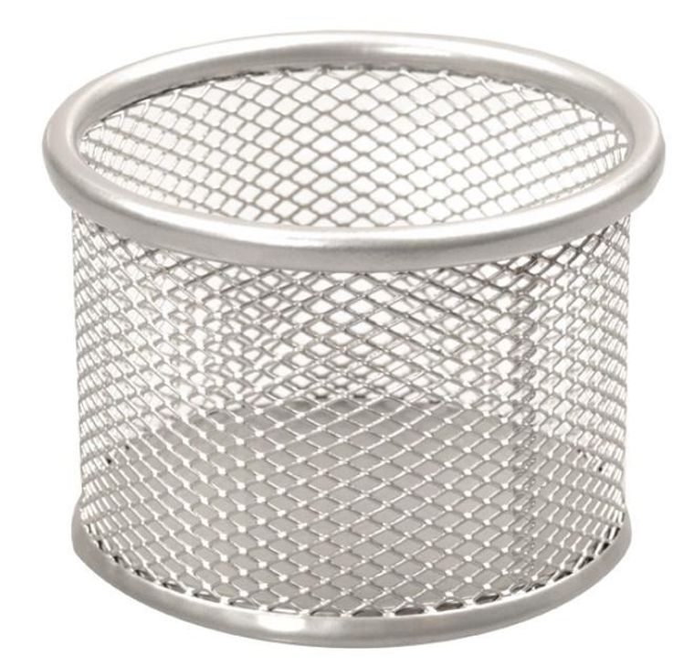 Tetis, pojemnik na przybory biurowe, okrągły, srebrny