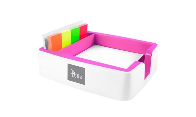 Tetis, przybornik na karteczki i wizytówki, różowy