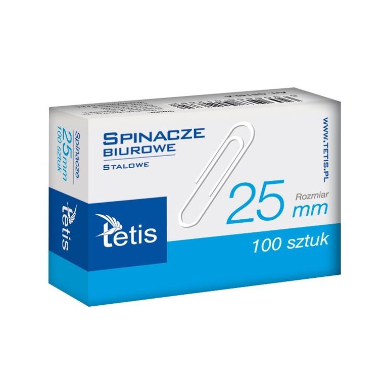 Tetis, spinacze biurowe, 25 mm, 100 szt.