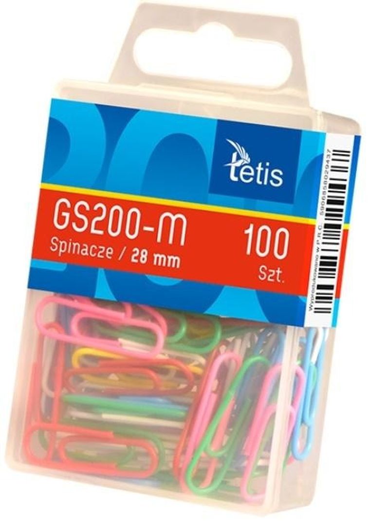 Tetis, spinacze okrągłe, kolorowe, 28 mm, 100 szt.