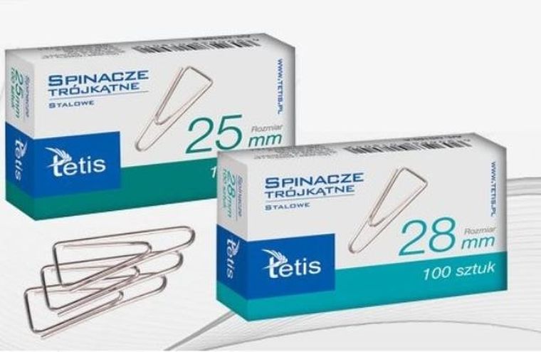 Tetis, spinacze trójkątne, 25 mm, 100 szt.