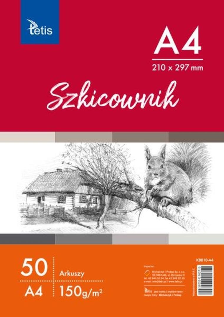 Tetis, szkicownik A4, 150 g, 50 arkuszy