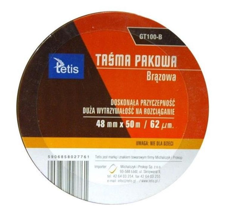 Tetis, taśma pakowa, brązowa, 50 m