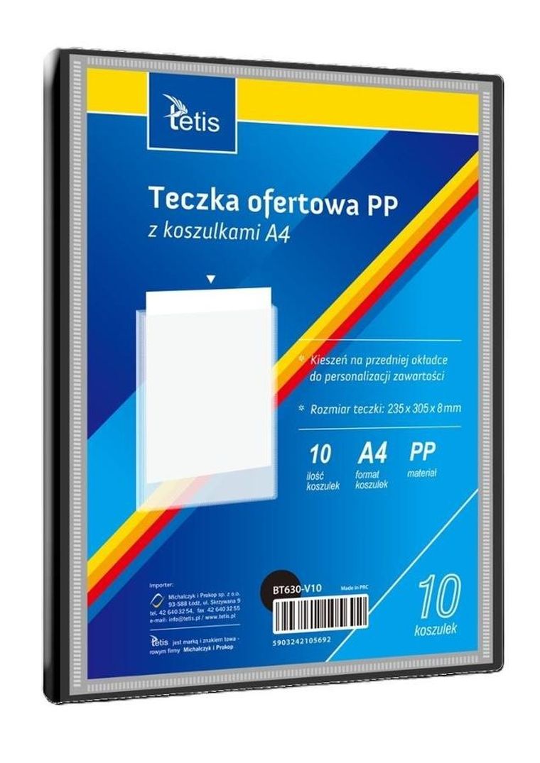 Tetis, teczka ofertowa A4 PP + 10 koszulek, czarna
