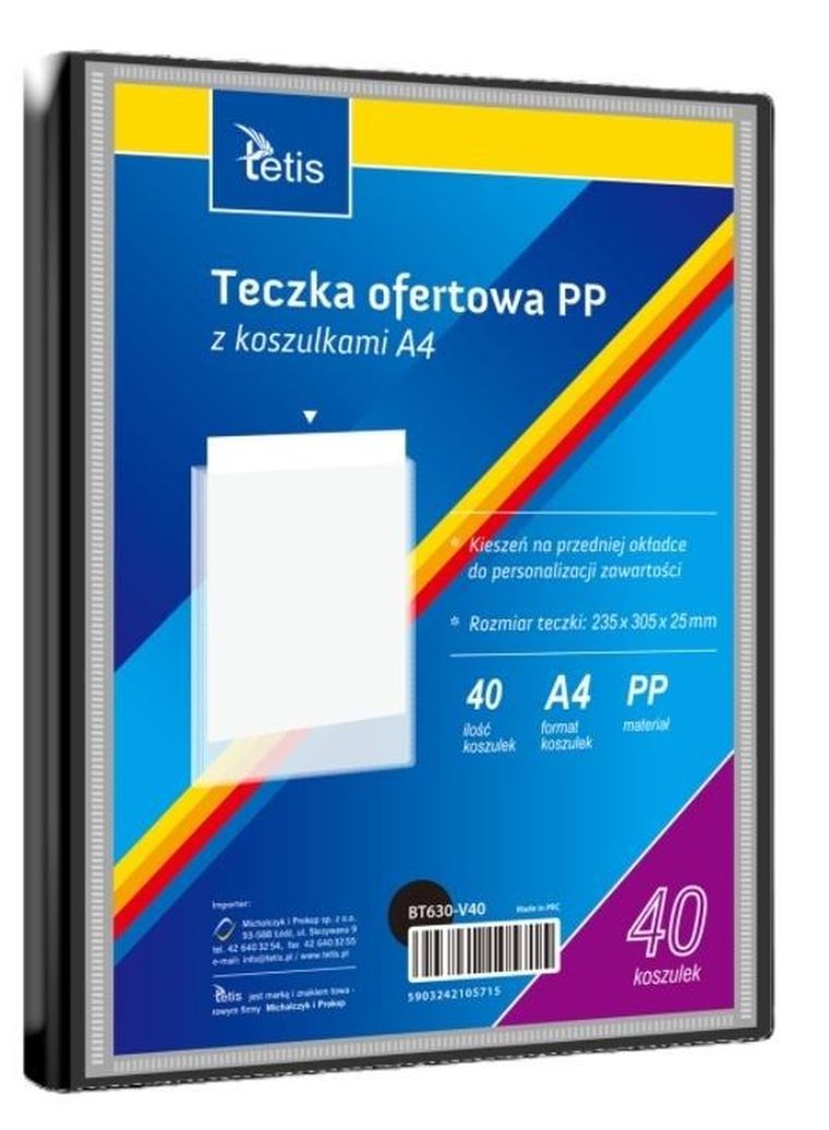 Tetis, teczka ofertowa A4 PP + 40 koszulek, czarna