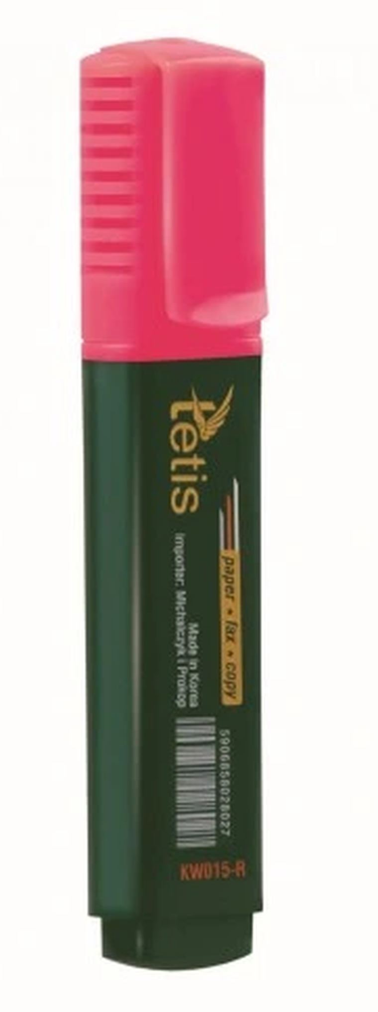 Tetis, zakreślacz płaski, różowy