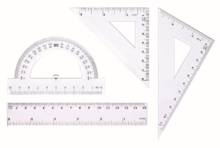 Tetis, zestaw geometryczny z linijką, 15 cm
