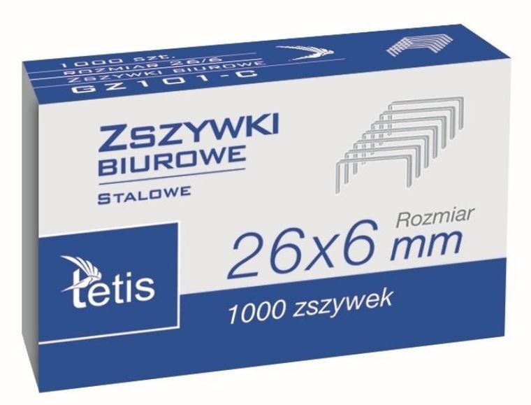 Tetis, zszywki biurowe 26/6, 1000 szt.