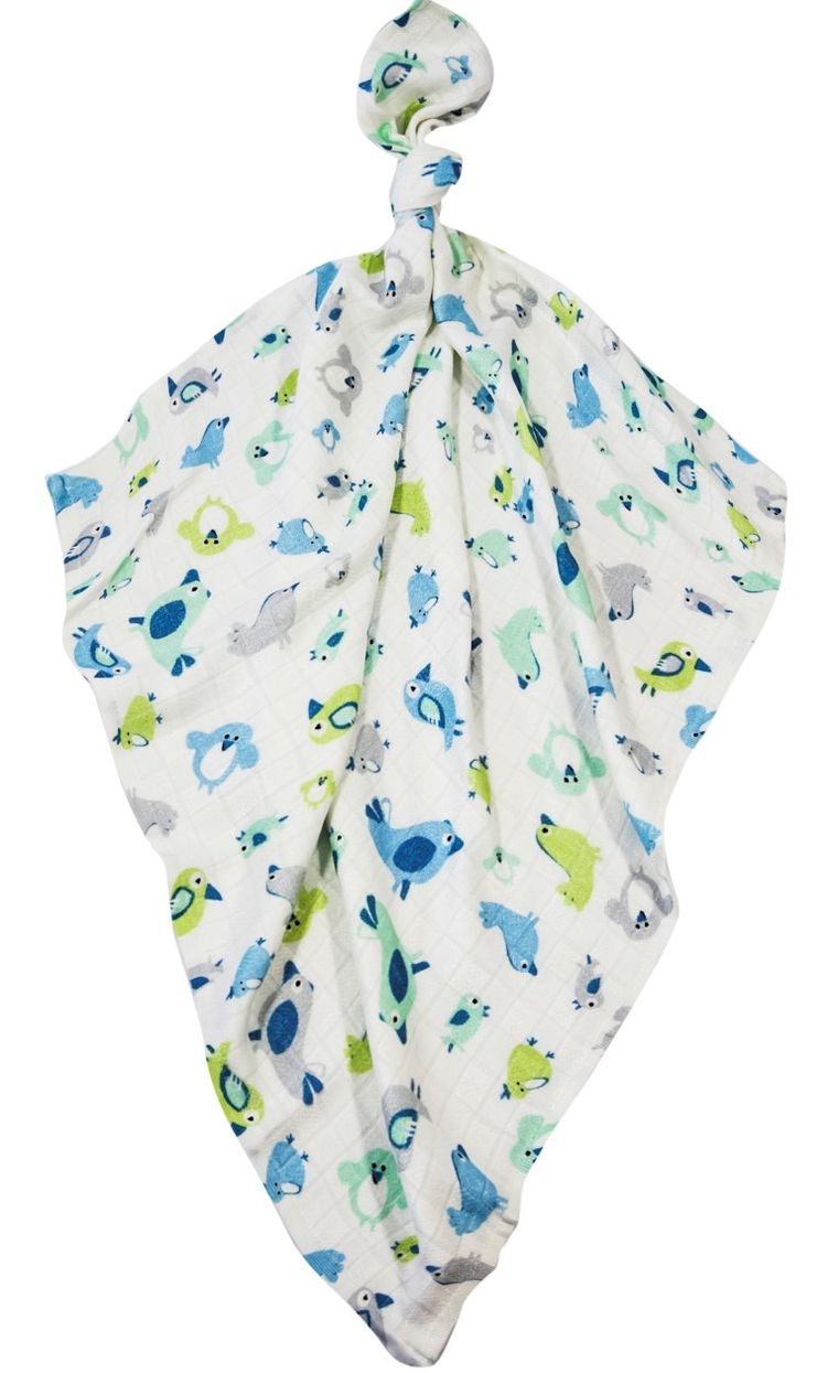 Texpol, Ptaszki niebieskie, pieluszka bambusowa, 120-120 cm, 170g