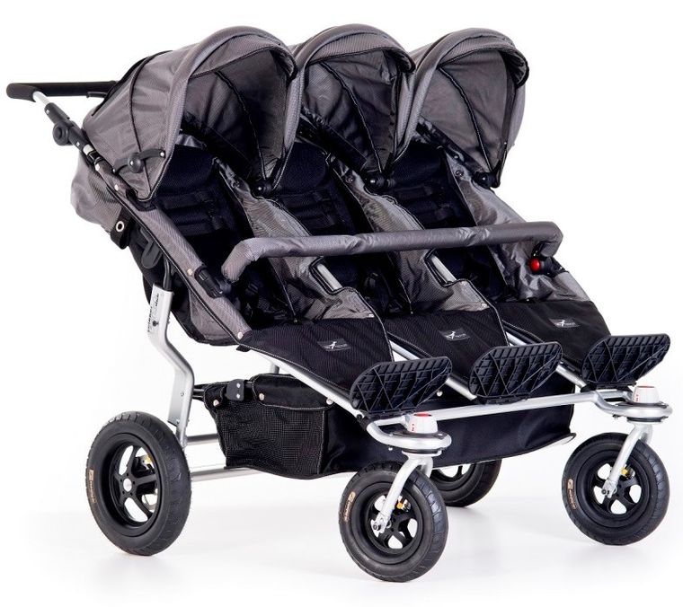 TFK, Trio Twist Triplet, wózek potrójny spacerowy, szary