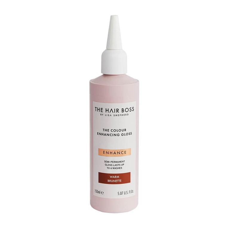 The Hair Boss, The Colour Enhancing Gloss, rozświetlacz podkreślający ciepły odcień ciemnych włosów, Warm Brunette, 150 ml