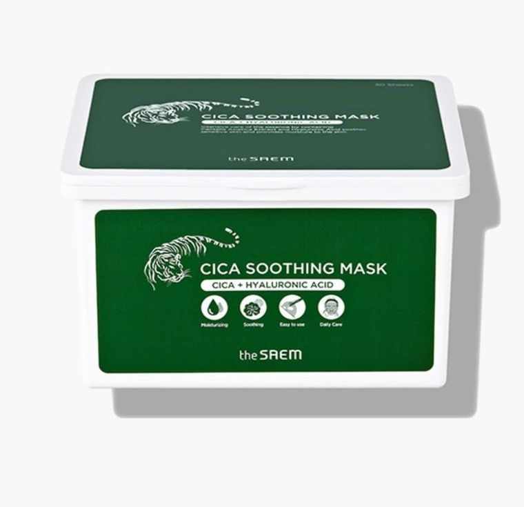 The Saem, Cica Soothing Mask, intensywnie nawilżająca maska w płachcie, 30 szt.