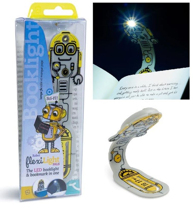 Thinking Gifts, Flexilight Pals, lampka do książki, Robot, Grey