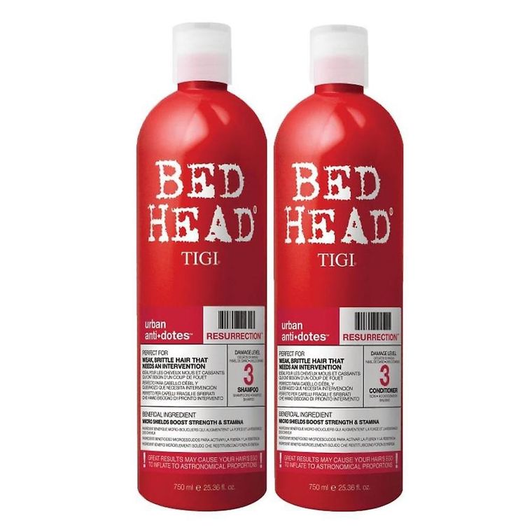 Tigi, Rehab For Hear, zestaw: Bed Head Urban Antidotes Resurrection Shampoo, szampon, 750 ml + Urban Bed Head Urban Antidotes Resurrection Conditioner, odżywka, 750 ml