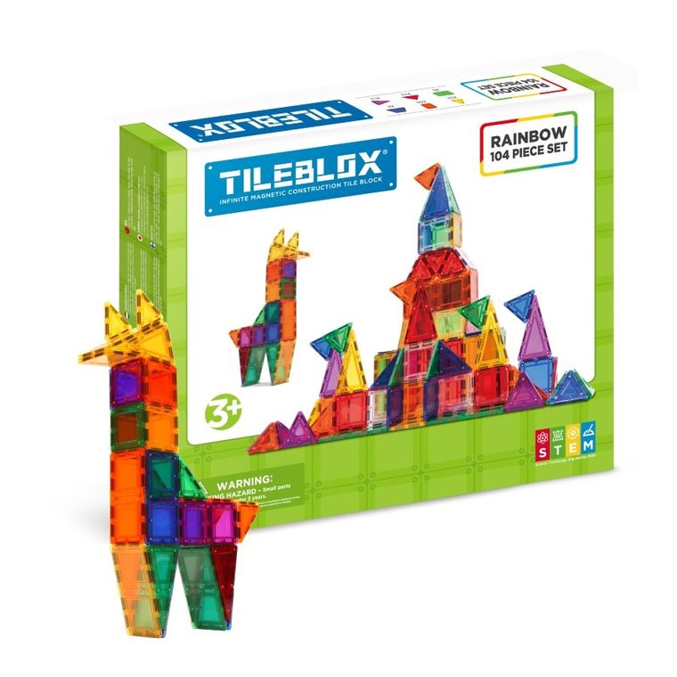 Tileblox, Zestaw tęczowy, klocki magnetyczne, 104 elementy