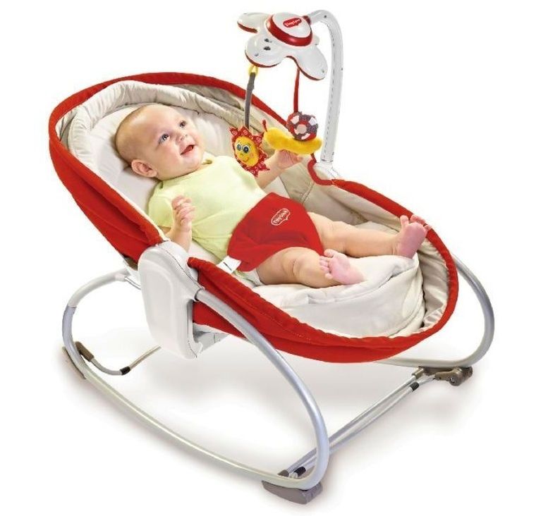 Tiny Love, wielofunkcyjny leżaczek bujaczek łóżeczko, 3w1, czerwono-kremowy