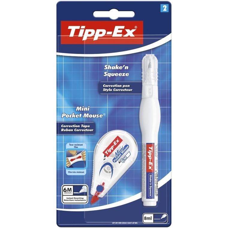 Tipp-Ex, Mini Pocket Mouse + Shake'n Squeeze, korektor, 2 szt.