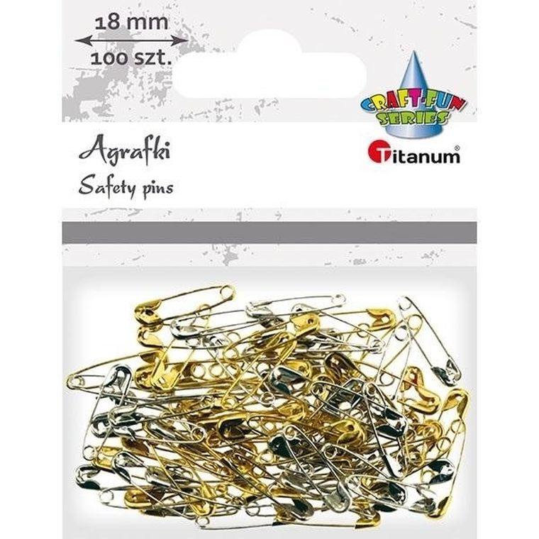Titanum, agrafki, metalowe, złote i srebrne, 5-18 mm, 100 szt.