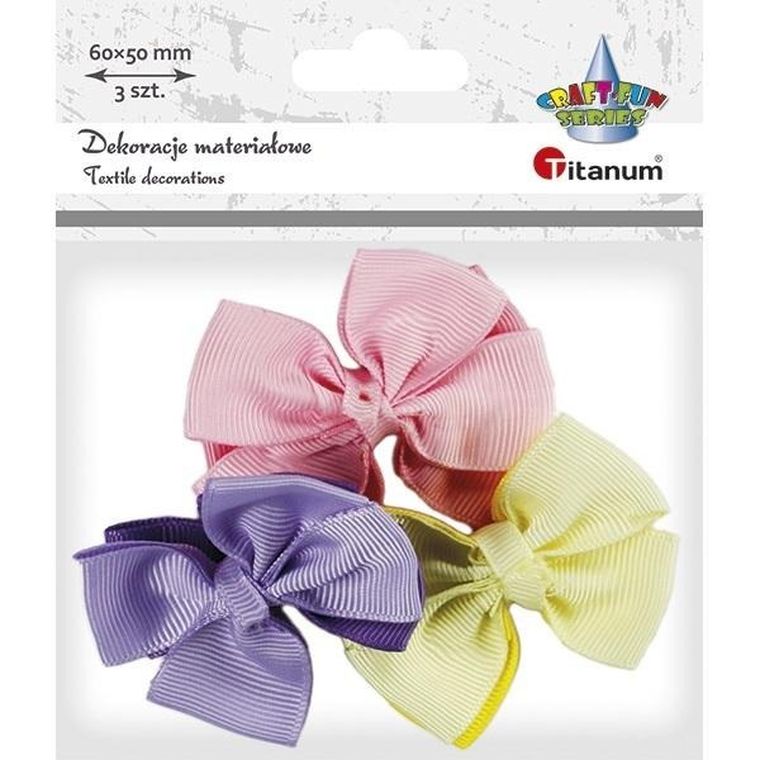 Titanum, aplikacje materiałowe, kokardki, 60-50mm, 3 szt.