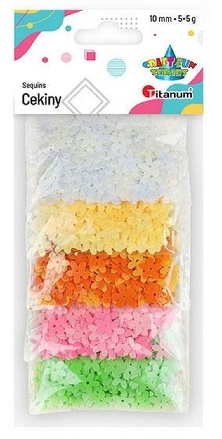 Titanum, cekiny, 10mm, gładkie kwiaty, 5 kolorów