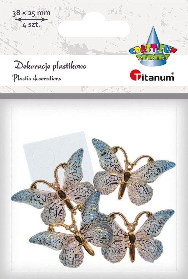 Titanum, Craft-fun Series, dekoracje plastikowe, motylki, niebiesko-złote