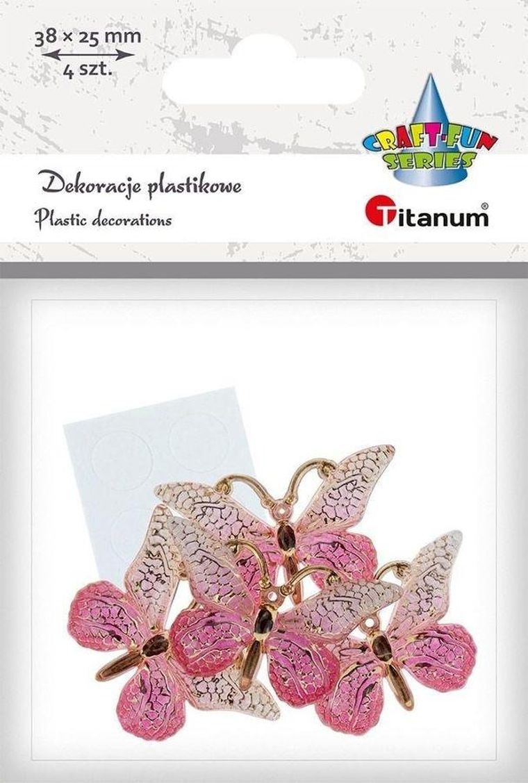 Titanum, Craft-fun Series, dekoracje plastikowe, motylki, różowo-złote