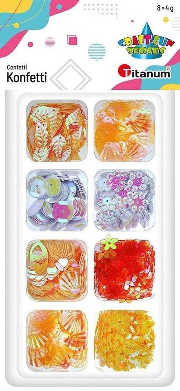 Titanum, Craft-fun Series, konfetti, zestaw, 8 wzorów, 8-4g