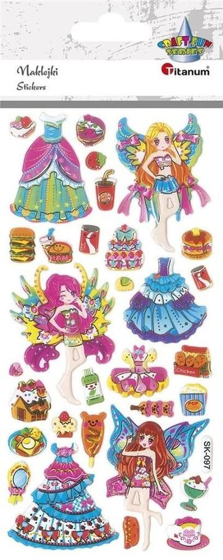 Titanum, Craft-fun Series, naklejki wypukłe, wróżki i stroje