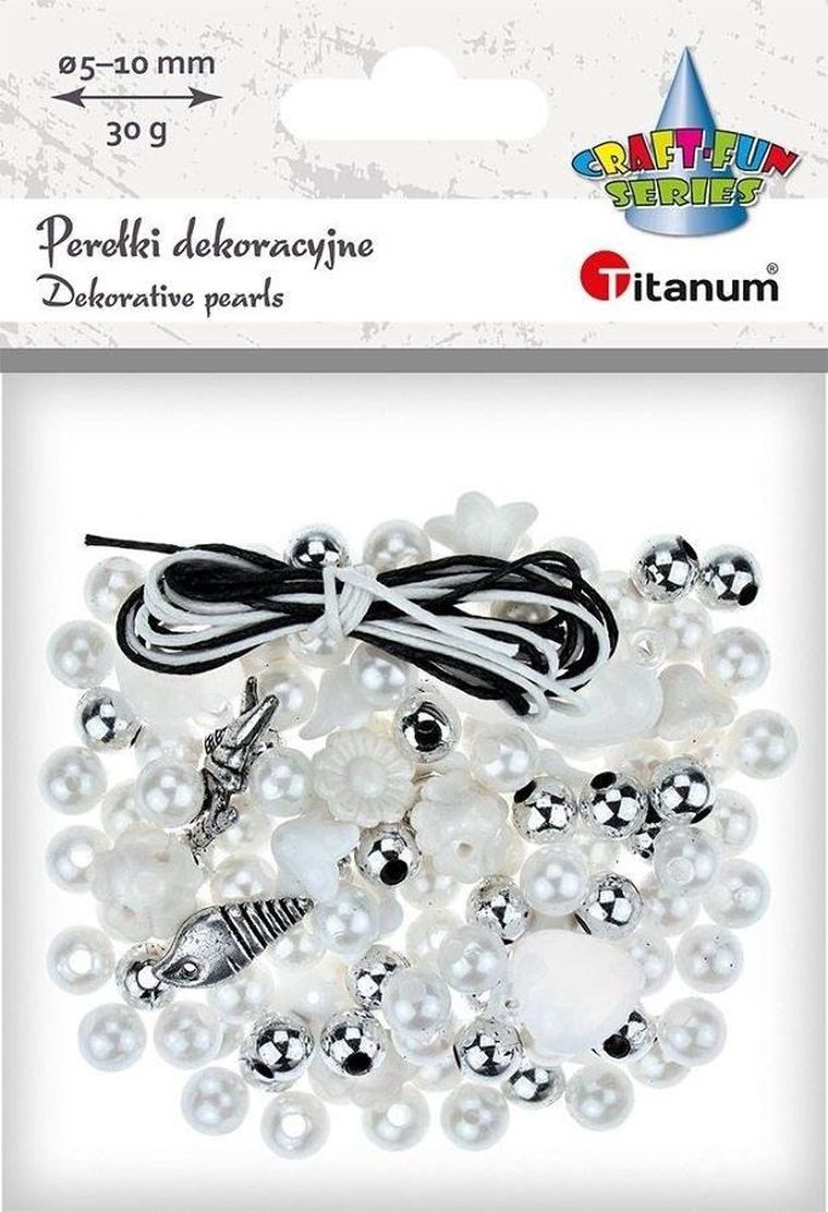 Titanum, Craft-fun Series, perełki dekoracyjne, zestaw do zrobienia biżuterii, tonacja biała