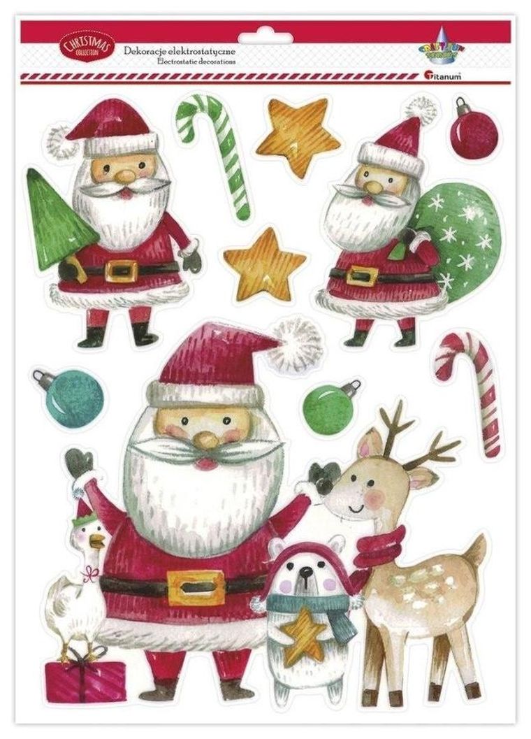 Titanum, dekoracje elektrostatyczne, mikołaje, 10 szt.